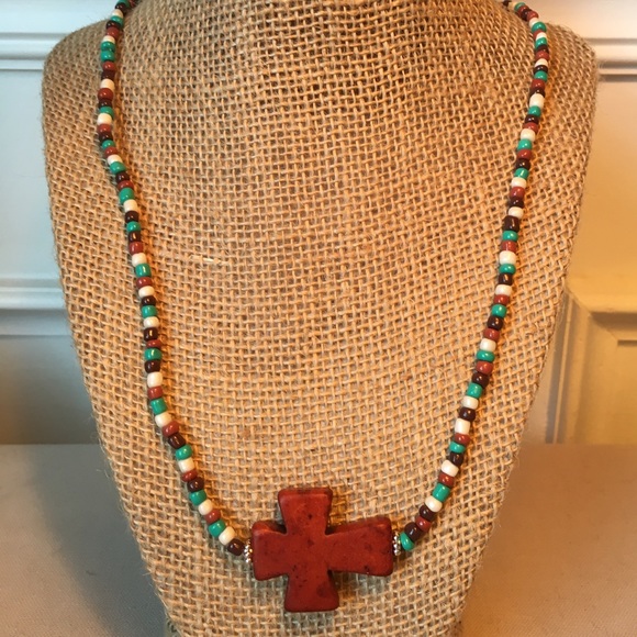 Brown Cross Beaded Bracelet - Picture 3 of 4