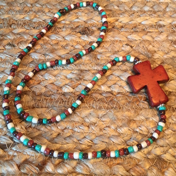 Brown Cross Beaded Bracelet - Picture 4 of 4