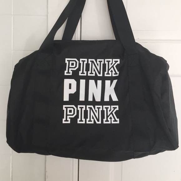 Pink Victoria's Secret Gym Duffle Bag (black)