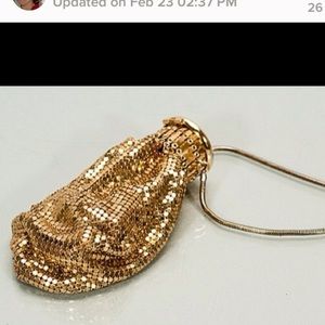 Antique vintage Whiting Davis gold mesh purse.