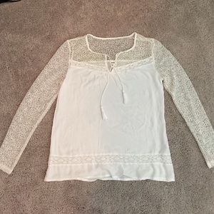 Garage White Lace Peasant Top