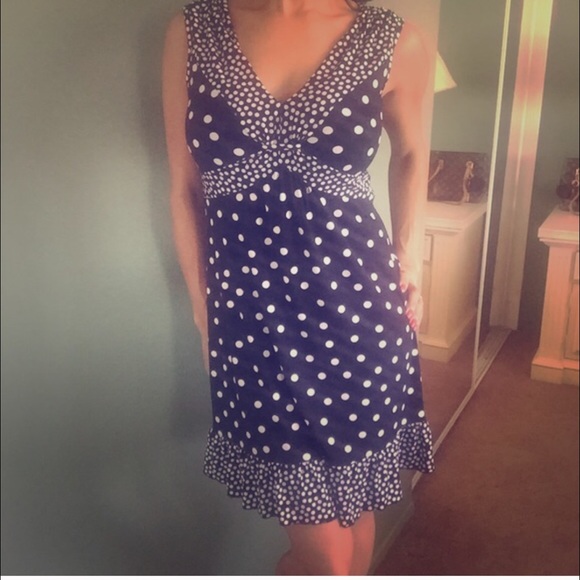 "Southern Gal" Blue and White Polka Dot Dress - Picture 1 of 4