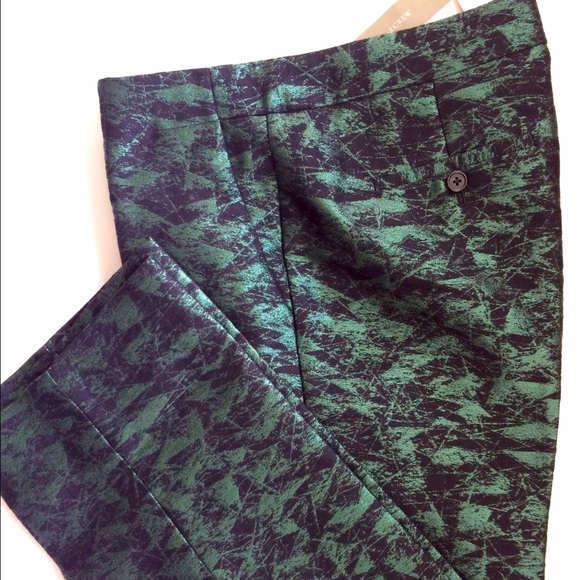 JCrew patio pant in evergreen jacquard - Picture 2 of 4