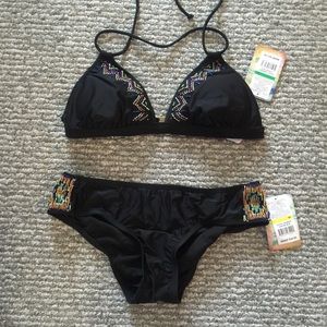 "Hobie" black swim suit with colorful beading
