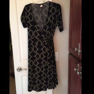 Hypnotik black geometric print wrap dress