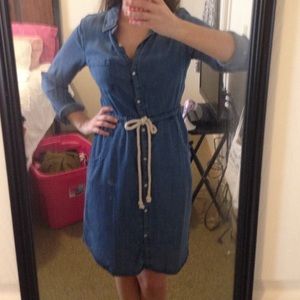 Denim chambray burton up dress