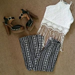 Aztec print flared pants