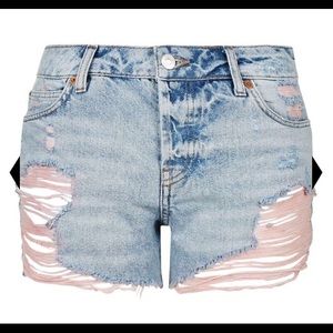 Moto Ripped Pink Shorts / NEW