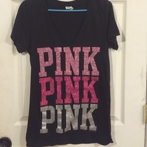 Black Pink Vneck Tshirt