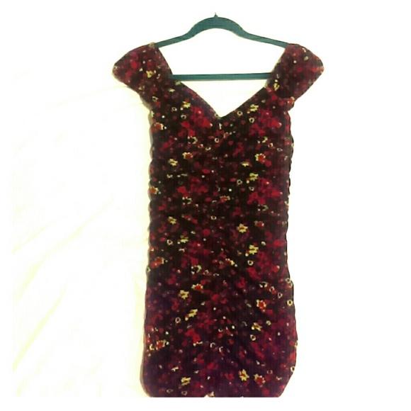 Ruched Floral Off-Shoulder Mini Dress