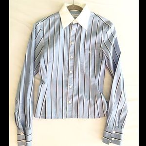 CHANEL stripe dress shirt blouse