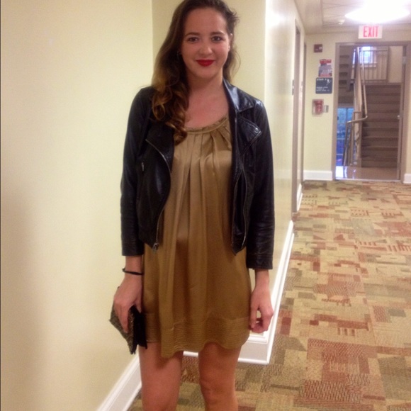 100% silk BCBGMaxAzria sleeveless mini dress gold