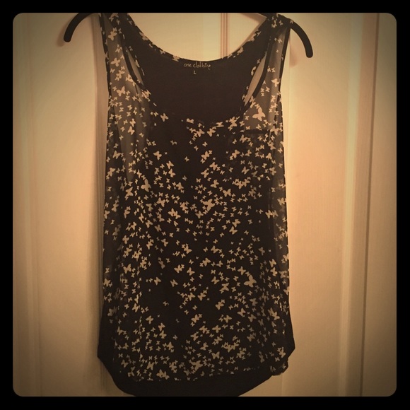Black and off white tank top
