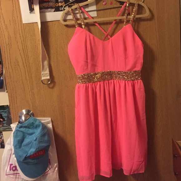 hot pink short formal dress