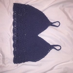 Blue crotchet Hollister top