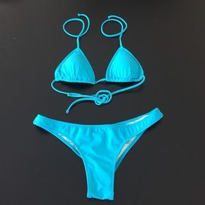 Aqua blue Victoria's Secret triangle swimsuit