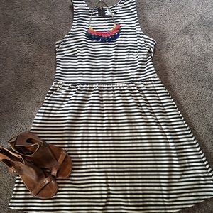 Old Navy fit and flare, cream/ blue stripe XL