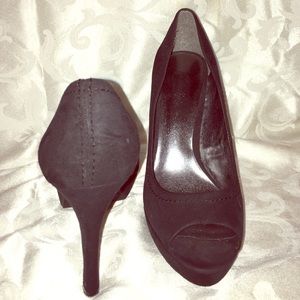 Black Candie's suede peep toe high heel