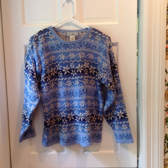LL Bean Cornflower Blue Spring Crew Sweater Sz XS