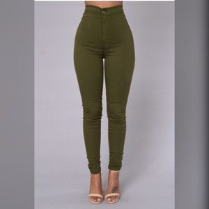 Super high waisted skinnies (Olive)