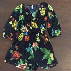 Sage floral romper