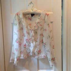 Boston Proper Sheer Rose Petal Blouse NWOT  4