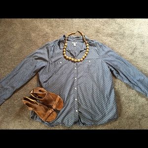 Old Navy button down. Denim polka dot. XXL