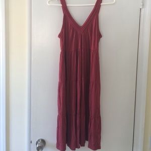 Dark Mauve V Neckline Dress