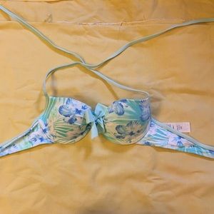 Hollister size xs push up swim top, blue floral