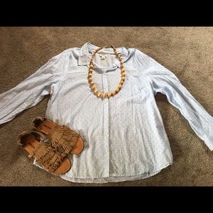 Old Navy button down shirt, light blue w/stars XXL