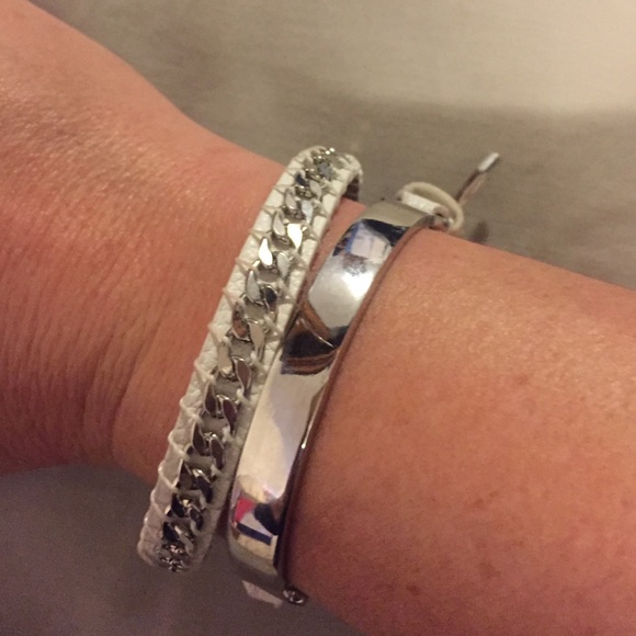 Guess silver and leather bracelet