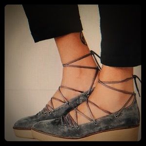 Free People Lace-up Platform Shoes in Black