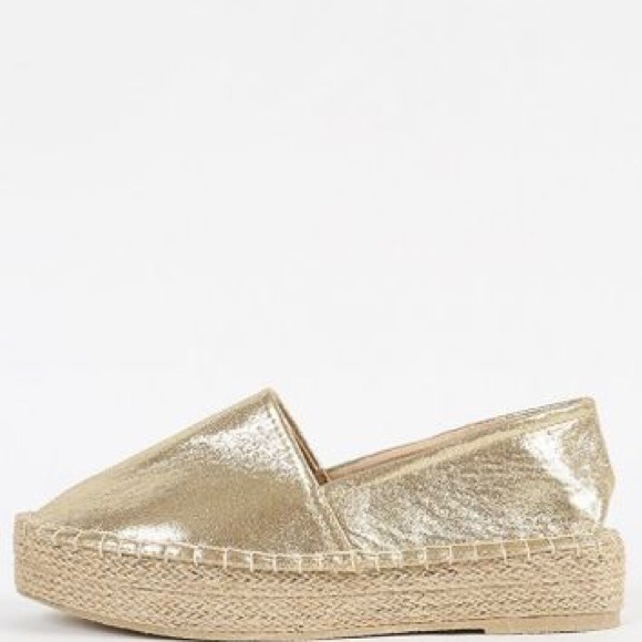 Wild Diva Gold Flatform Espadrilles 10M - Picture 4 of 4