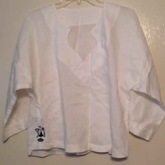 White linen top M-L