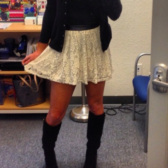 Jessica Simpson Lace Skirt with Leather Trim