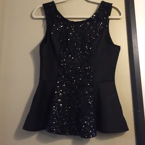 Black sequin peplum shirt