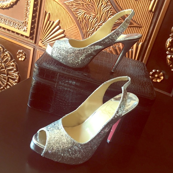 Silver Glitter LouBoutin Heels