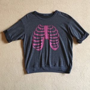 Wildfox Rib Cage Short Sleeve Sweatshirt