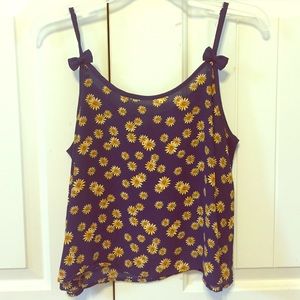 Navy Sunflower crop top