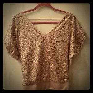 Express rose gold sequin blouse