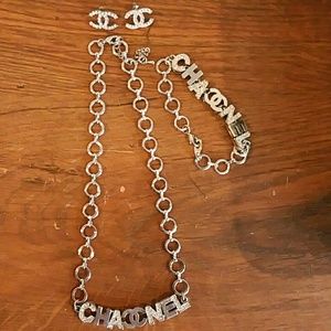 Chanel earrings, bracelet, and necklace