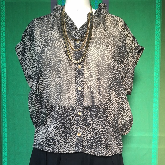 Sheer Fine Animal Print Blouse