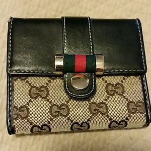 Gucci Iconic Web  Signature Leather Trim Wallet