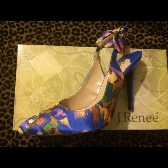 Blue floral heels