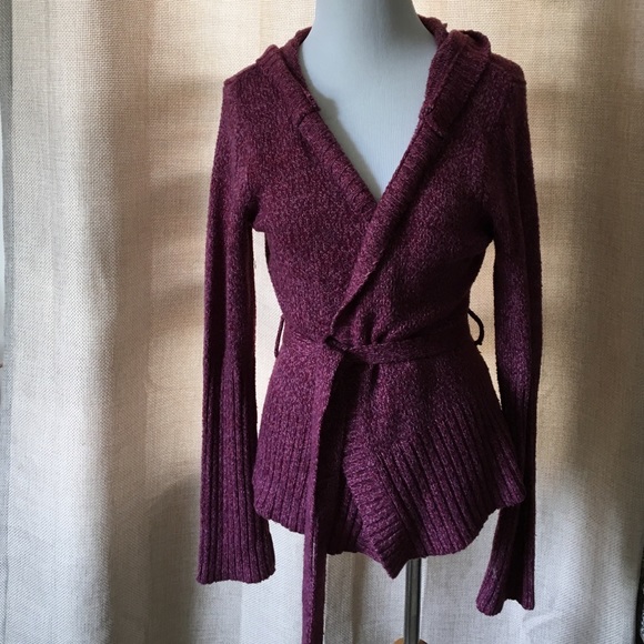 Pink wrap sweater.