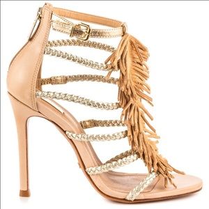 SHUTZ Carmen Fringed Sandal, gold