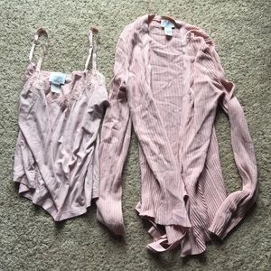 Top and cardigan pair