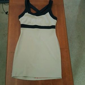 Mystic tan and black dress