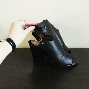Black open back heels