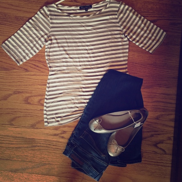 Brown and white(cream) striped dress t shirt